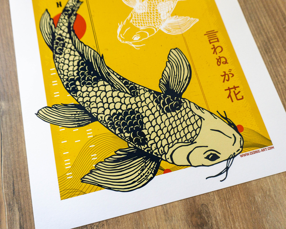Poster Japon Couleur Carpes 30x40 cm